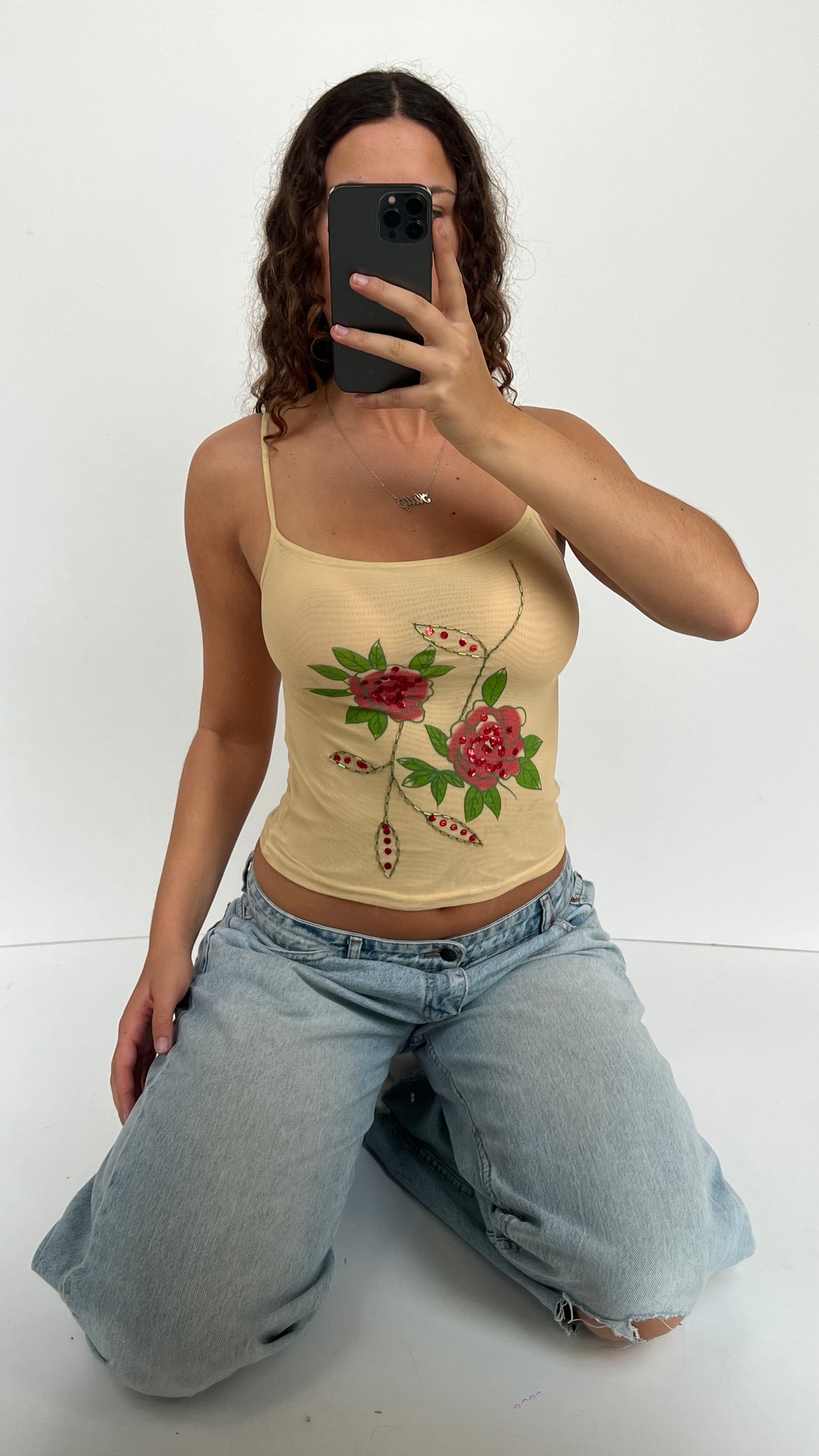 00s yellow floral cami- size S