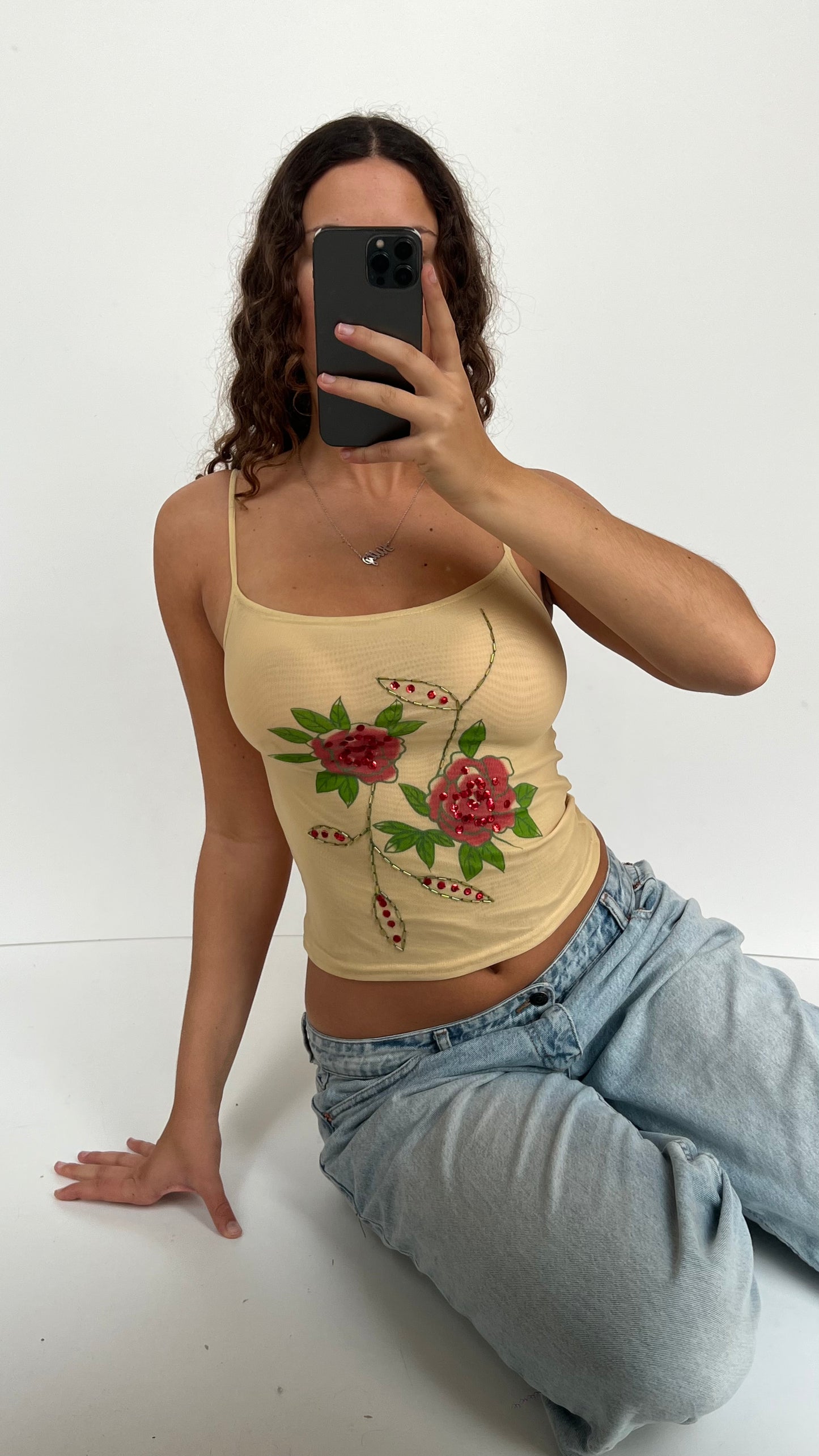 00s yellow floral cami- size S