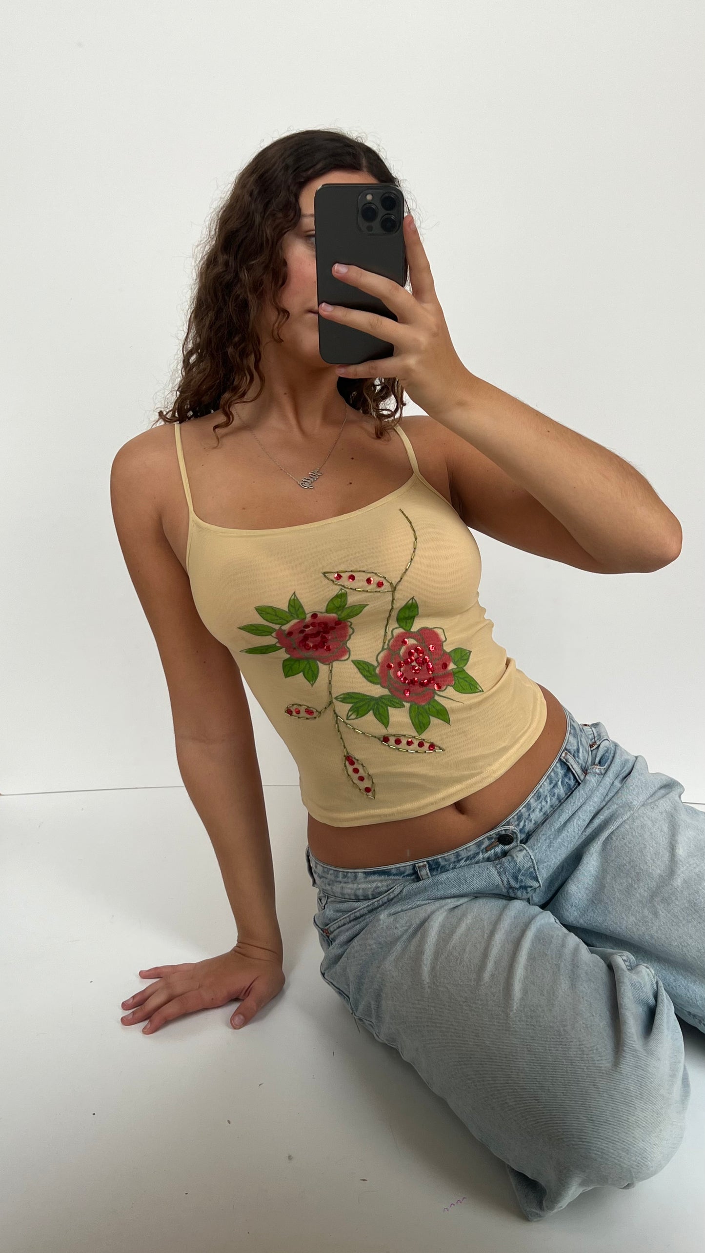 00s yellow floral cami- size S