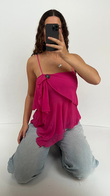 00s GUESS pink mesh babydoll cami- size S
