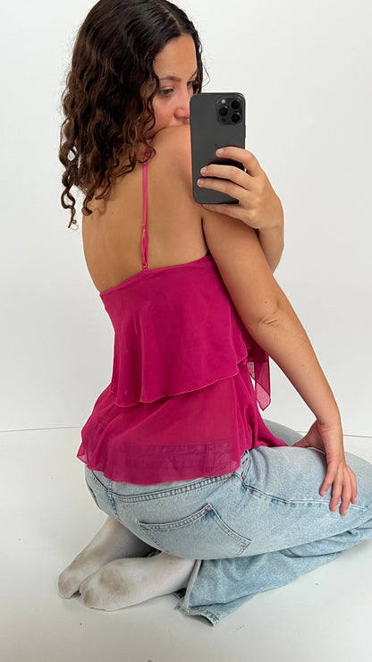 00s GUESS pink mesh babydoll cami- size S