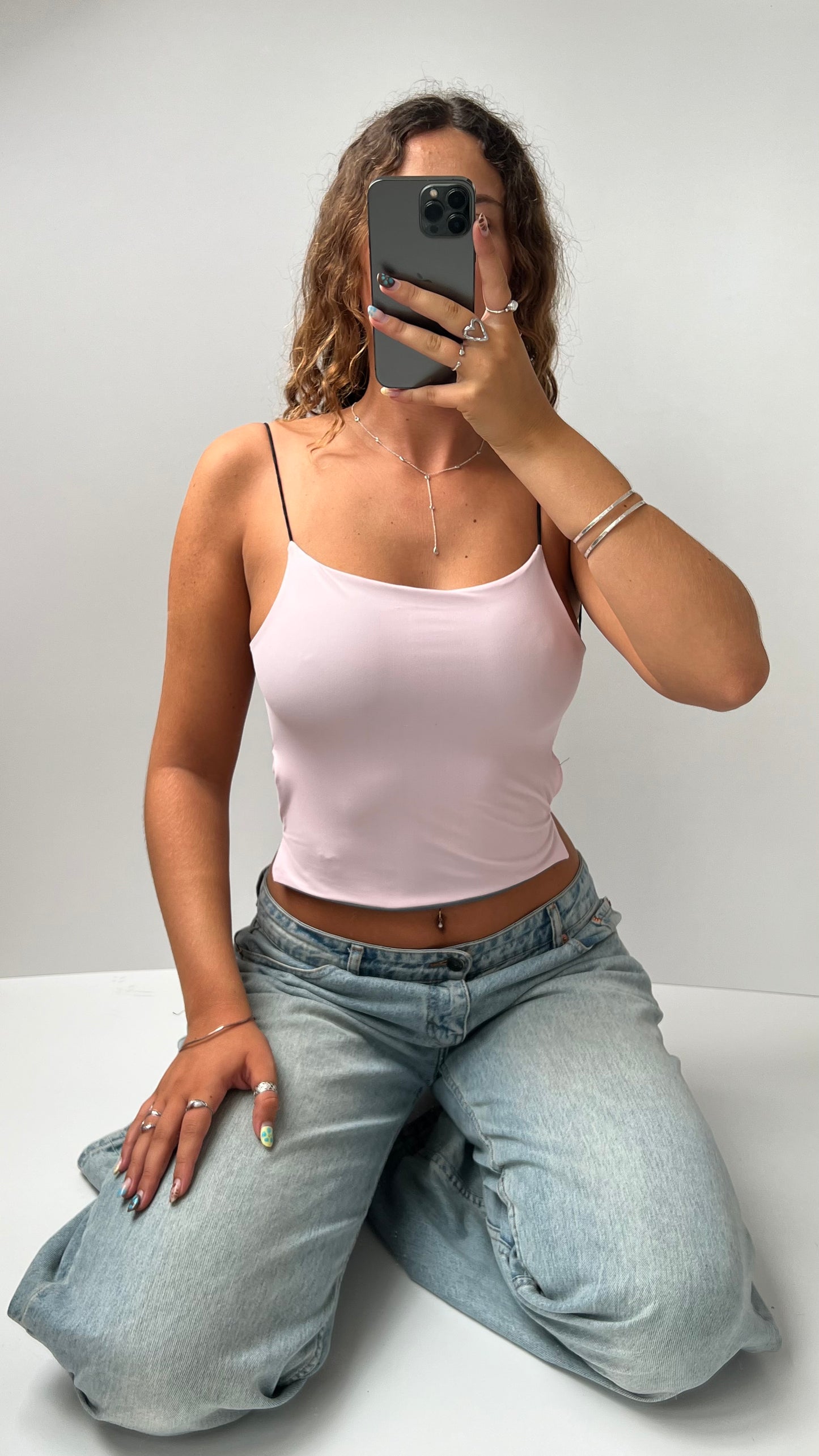 00s reversible pink grey backless cami- size S