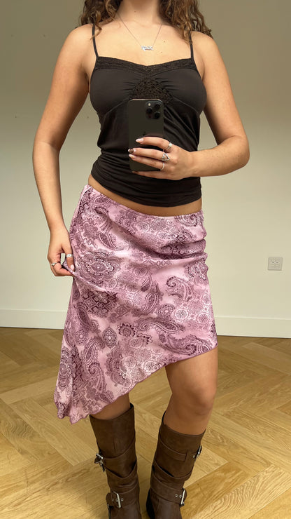 00s pink paisley midi skirt- size S