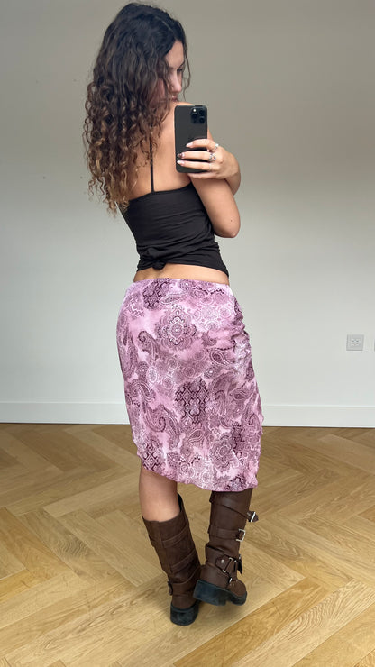 00s pink paisley midi skirt- size S