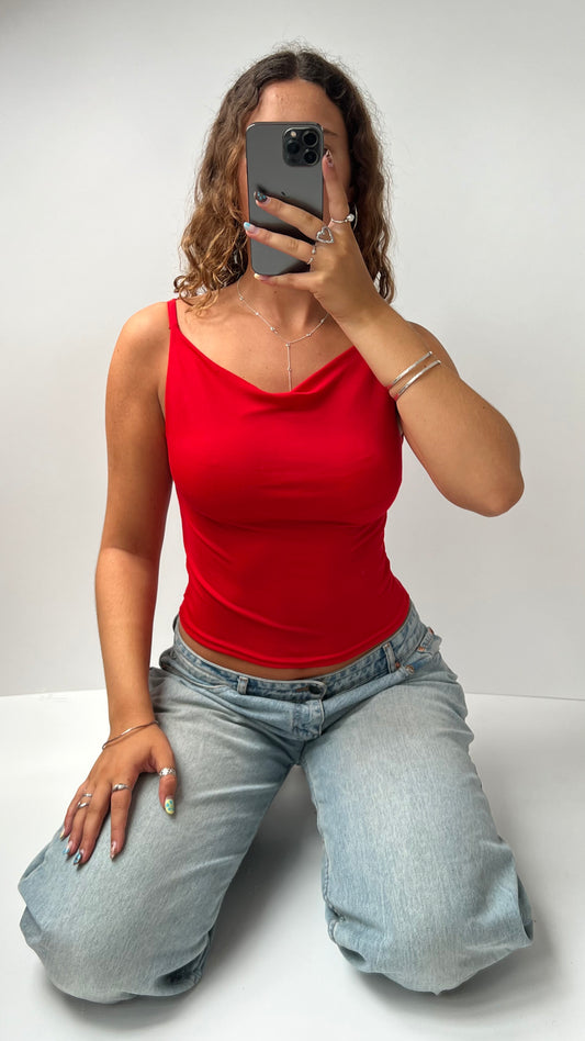 00s red cowl neck cami- size S