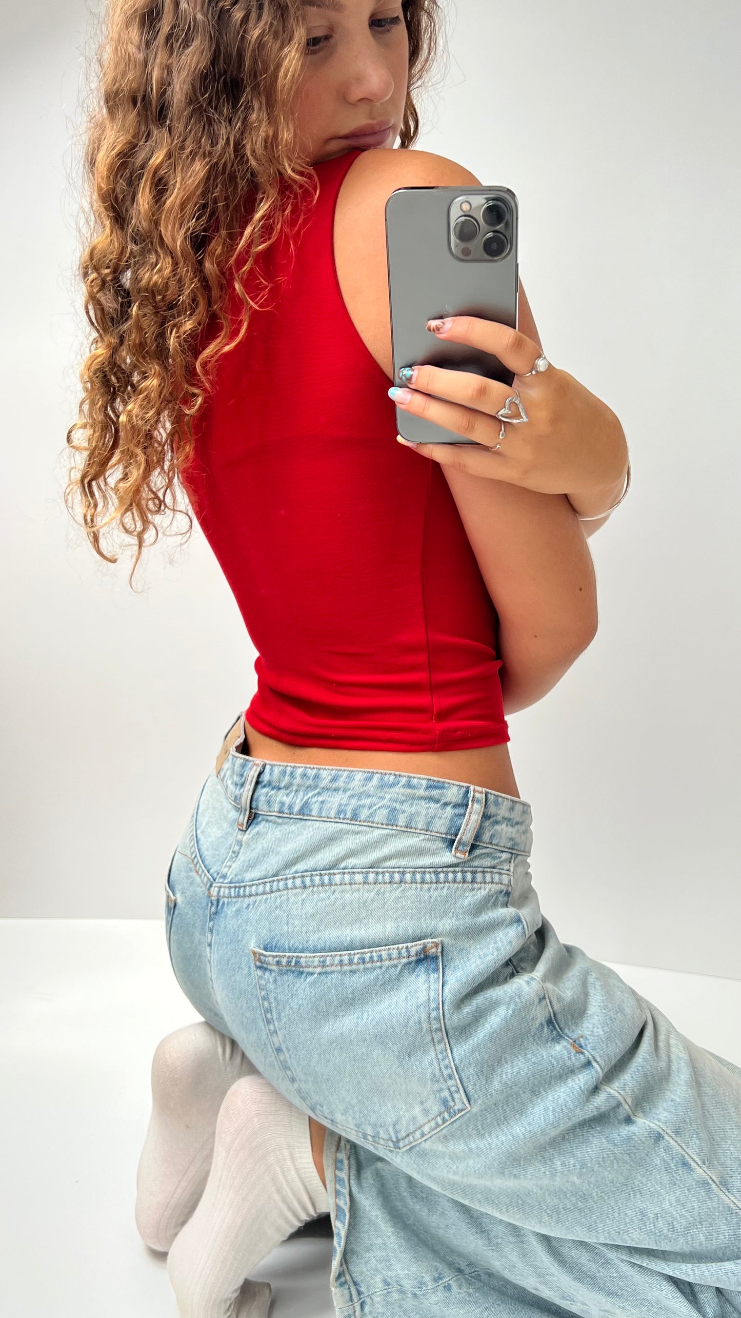 00s red cowl neck cami- size S