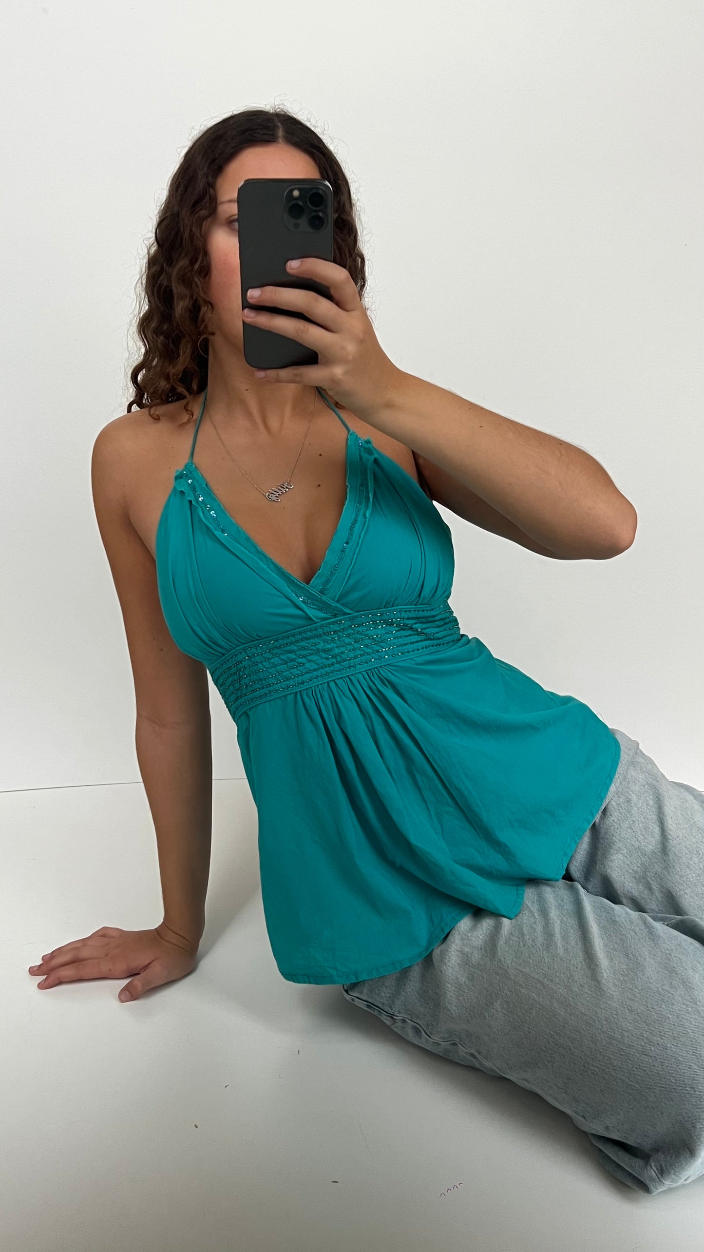 00s teal babydoll cami- size S
