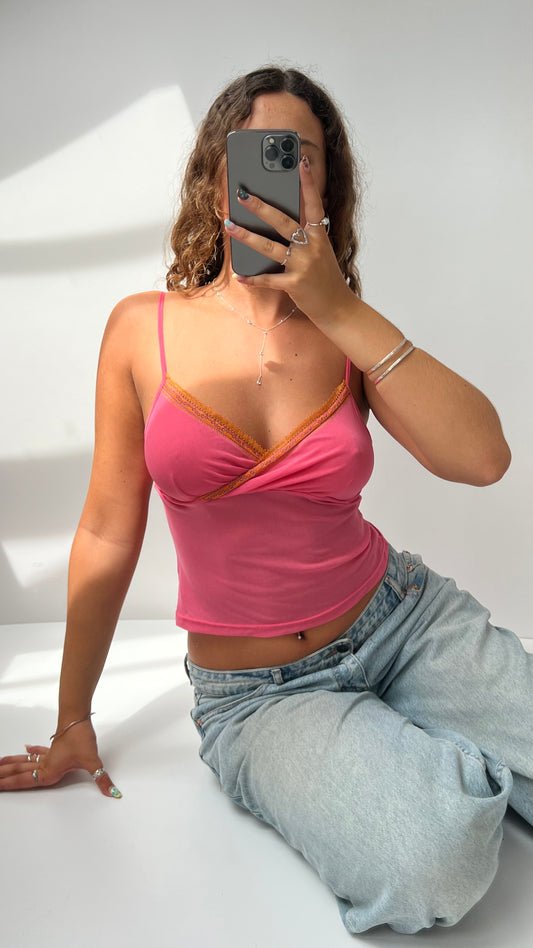 00s pink lace cami- size S