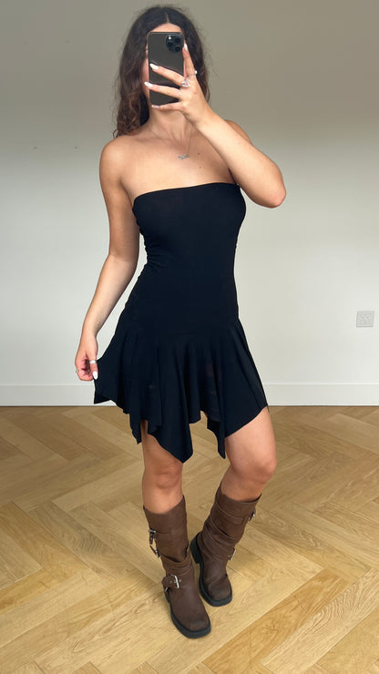 00s black slinky mini dress- size M