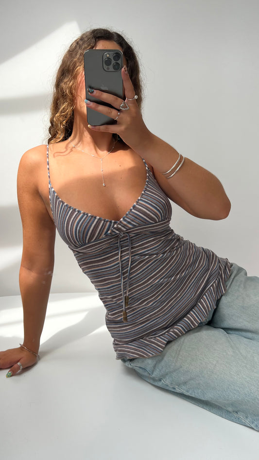 00s blue brown striped cami- size S