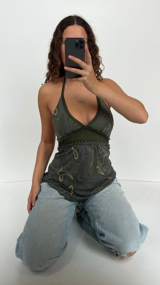 00s khaki paisley cami- size M