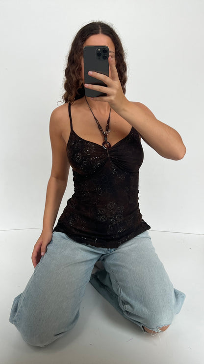 00s brown boho cami- size S