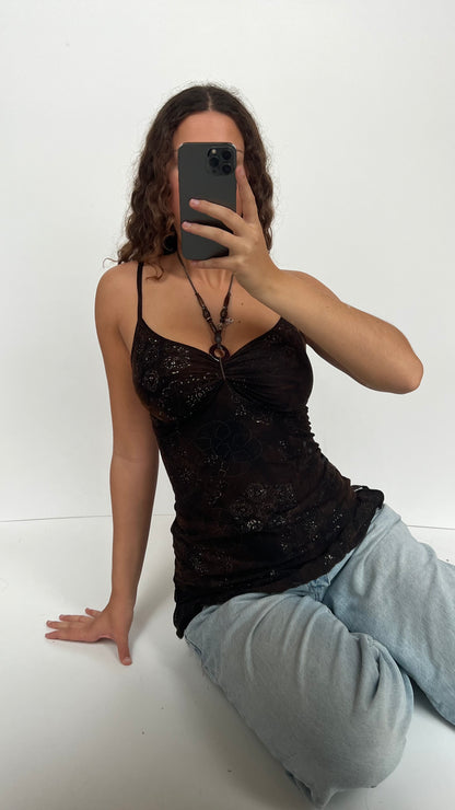 00s brown boho cami- size S