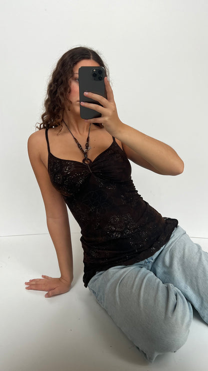00s brown boho cami- size S