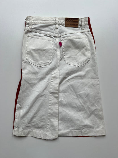 00s orange white denim midi skirt- size S