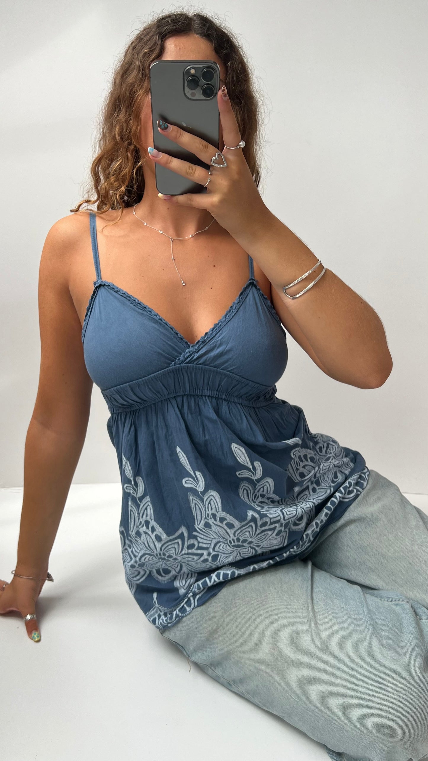 00s blue babydoll cami- size S