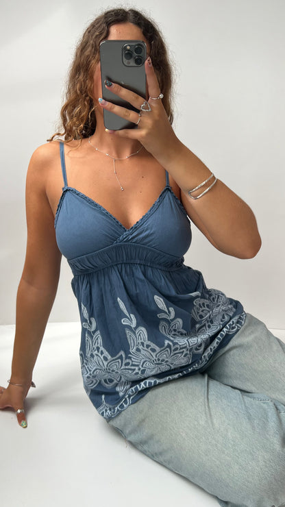 00s blue babydoll cami- size S