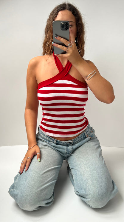 00s red striped cami- size S