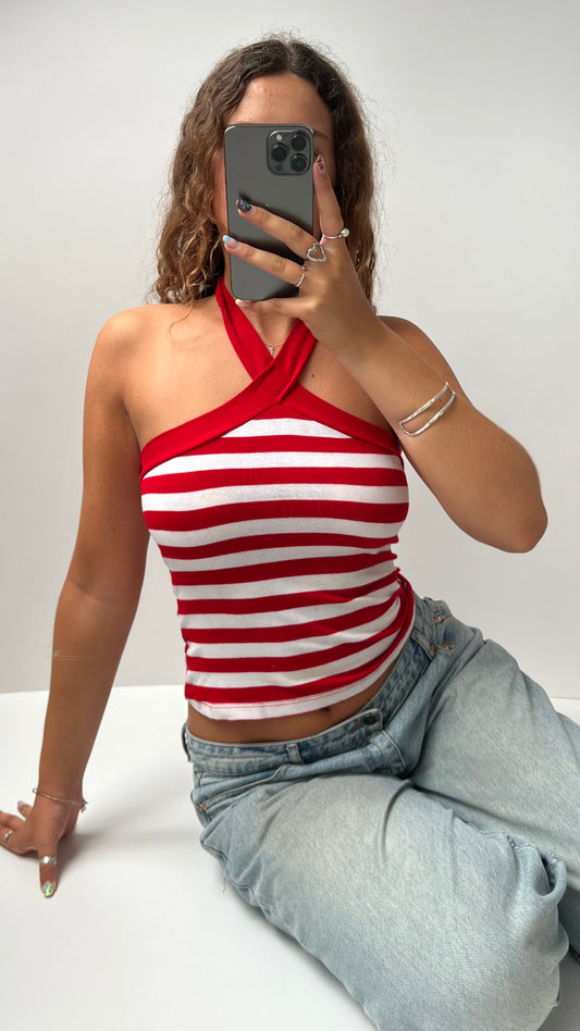 00s red striped cami- size S