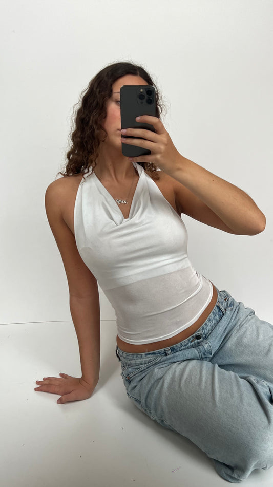 00s backless white cami- size S