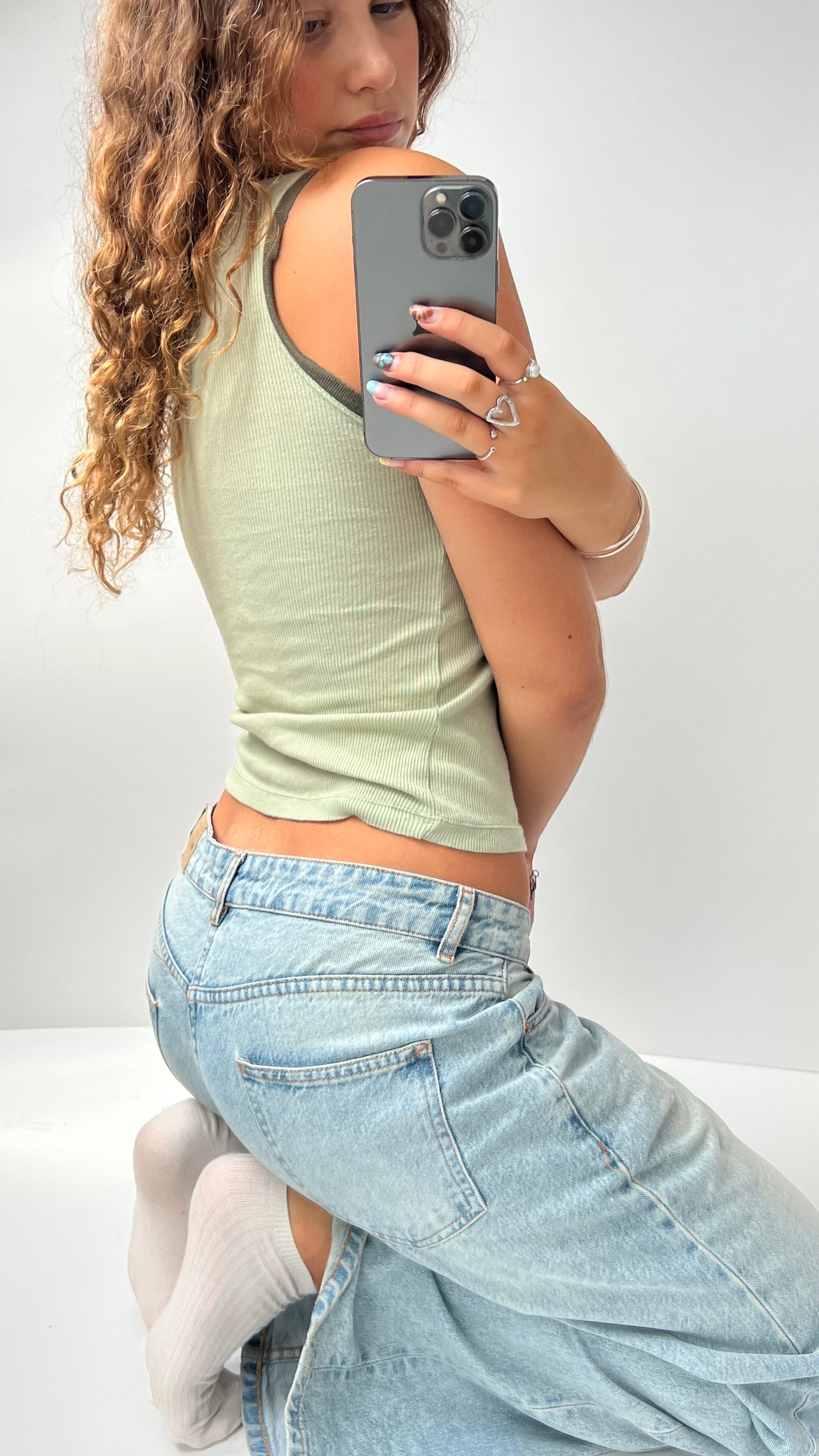 00s green boho patterned cami- size S