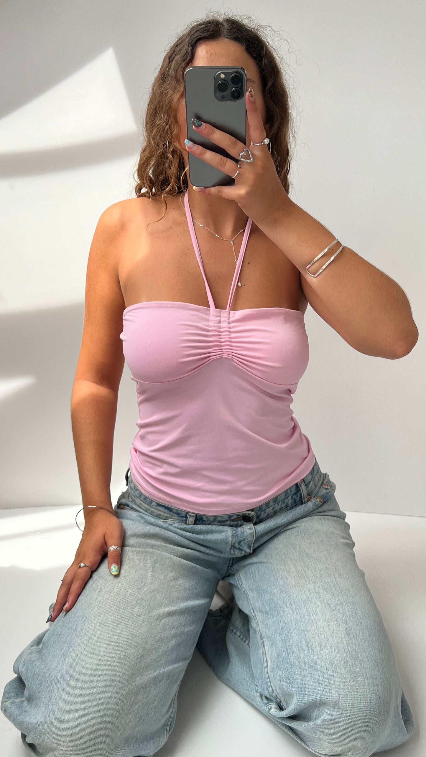 00s baby pink halter cami- size M/L