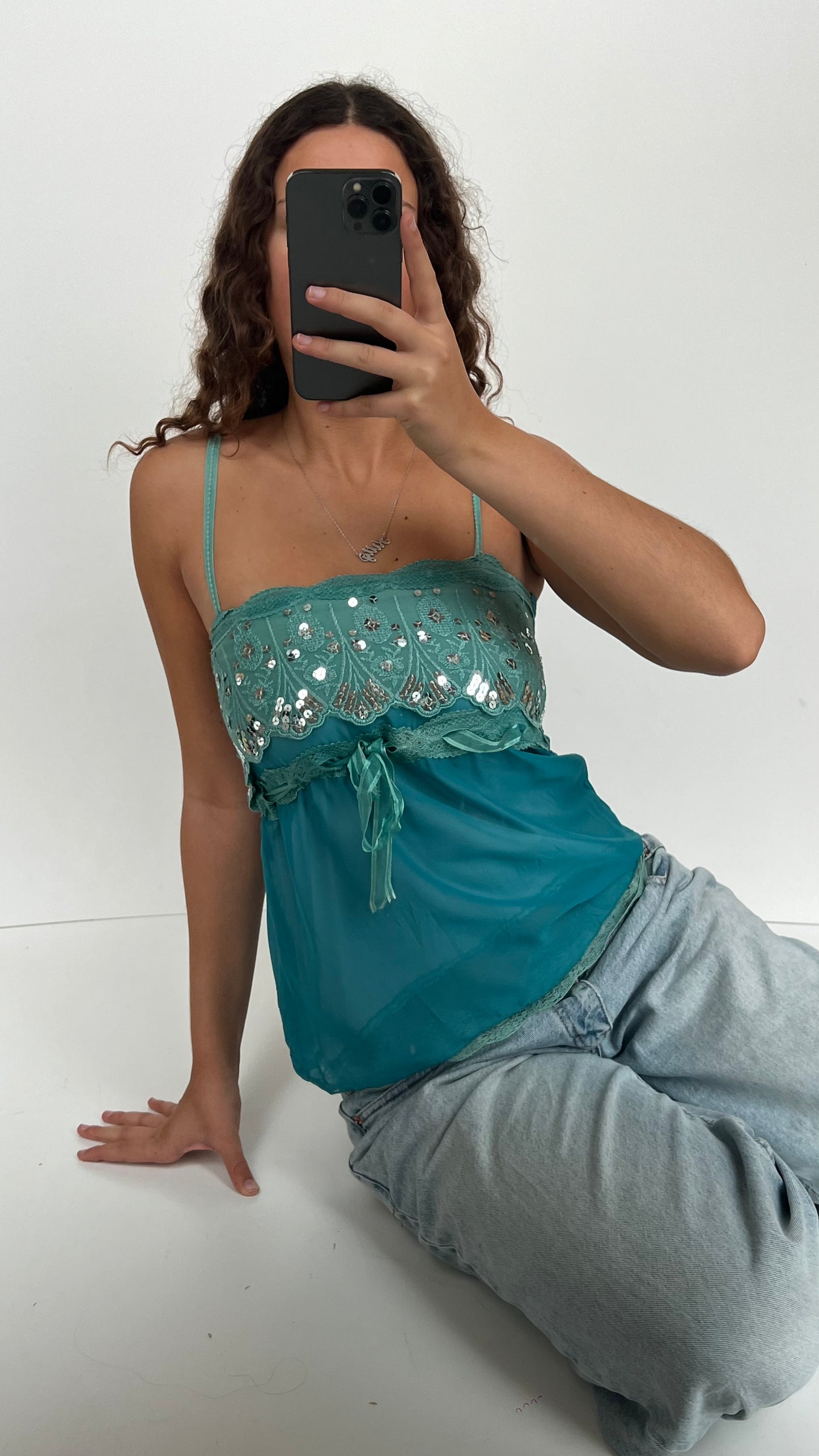 00s blue lace cami- size S