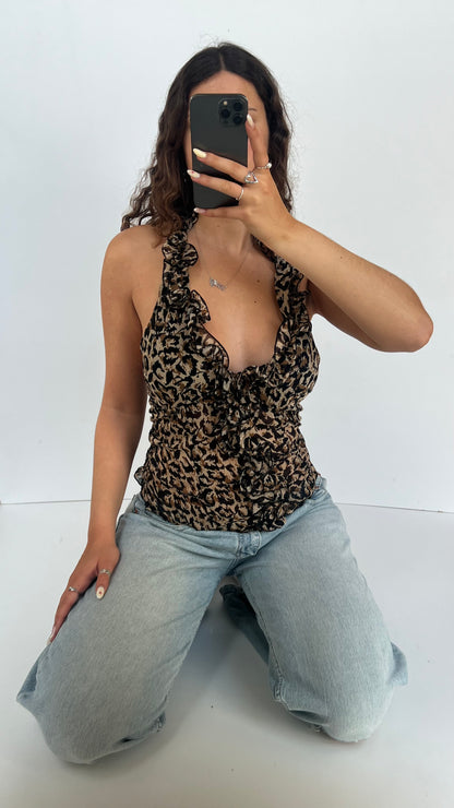00s leopard print halter cami- size L