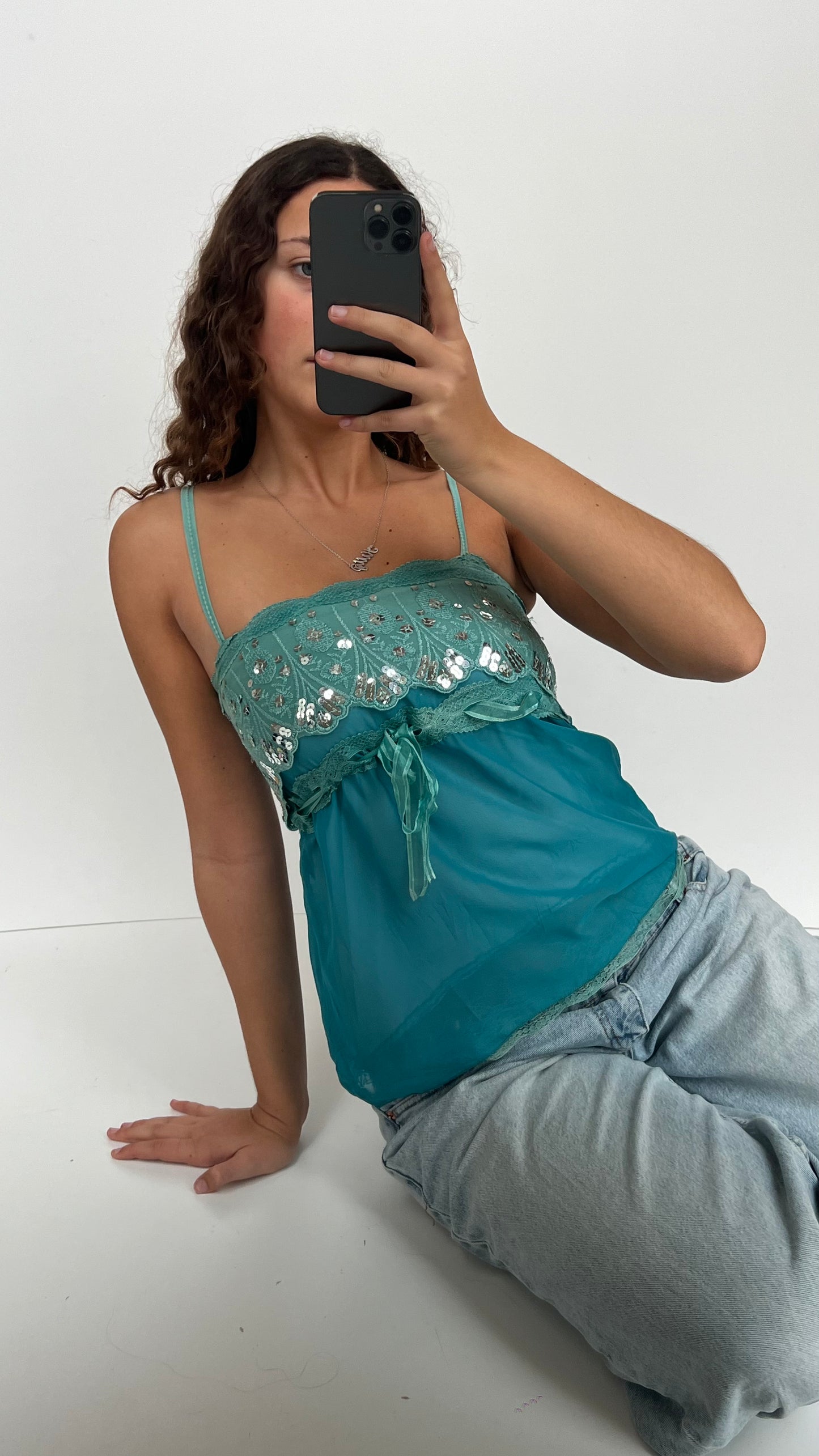 00s blue lace cami- size S