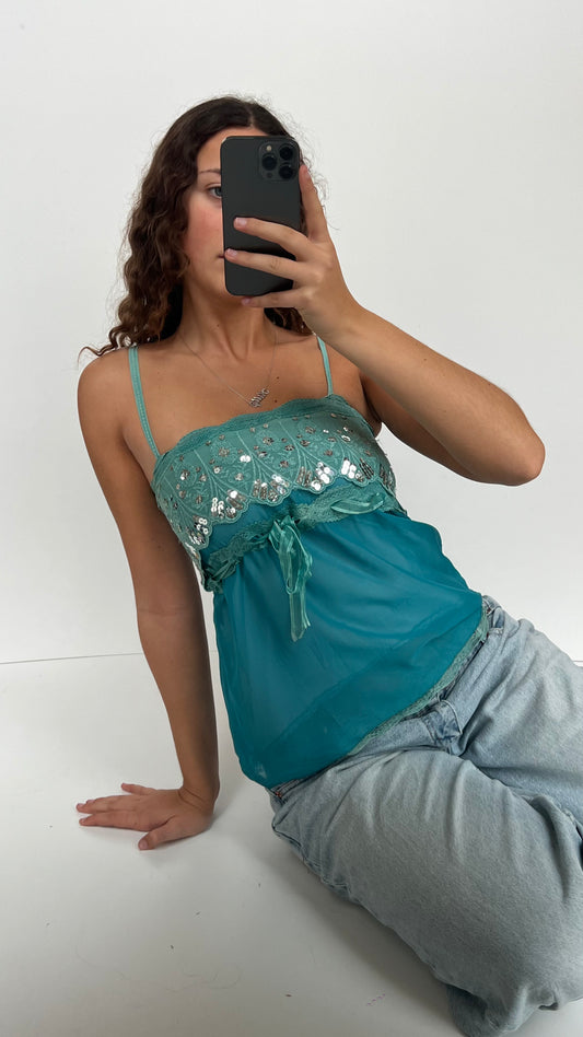 00s blue lace cami- size S