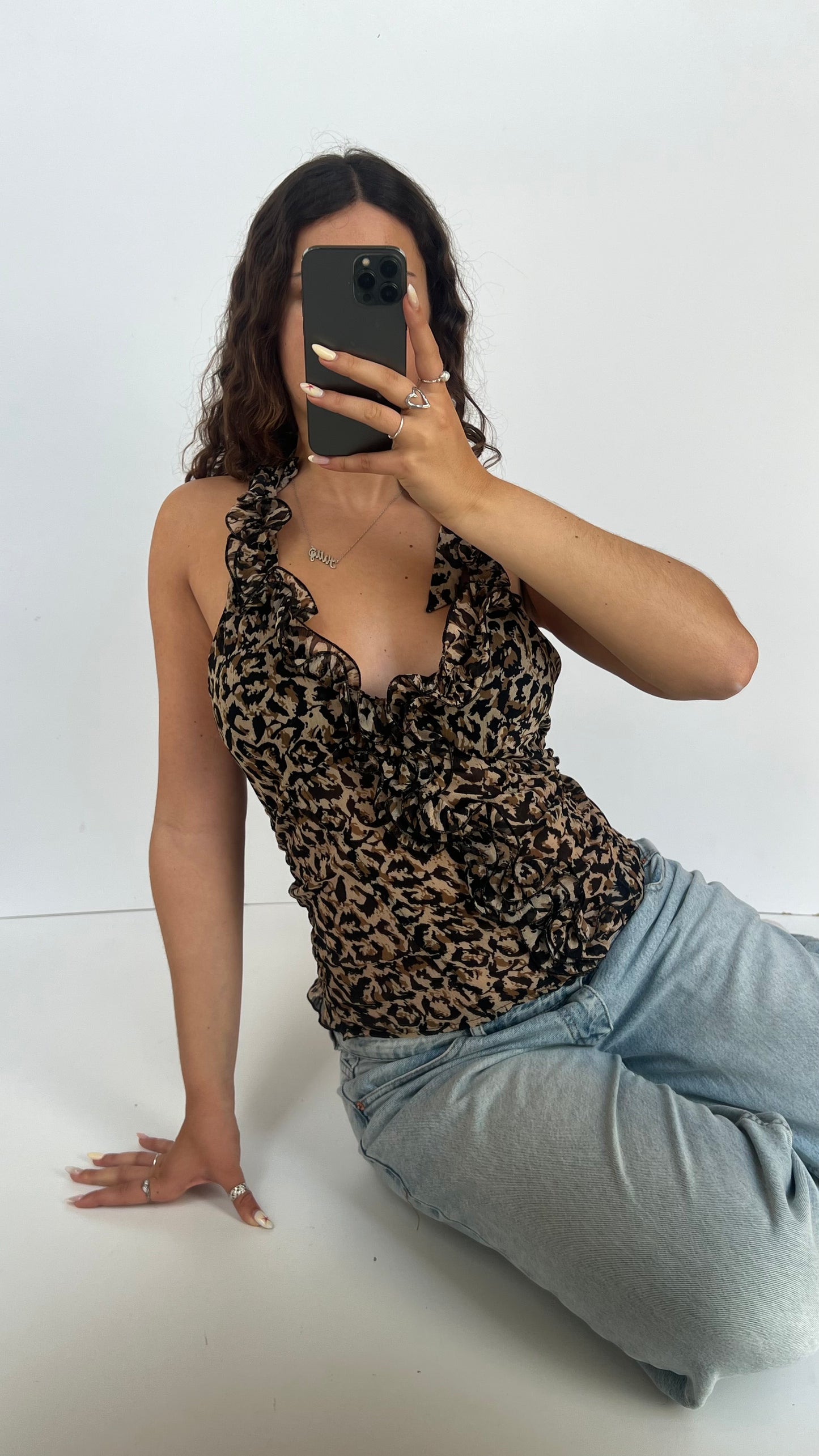00s leopard print halter cami- size L