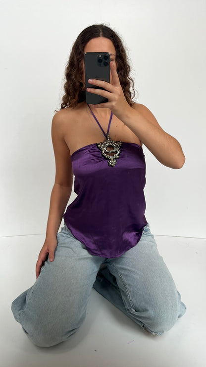 00s purple satin cami- size S