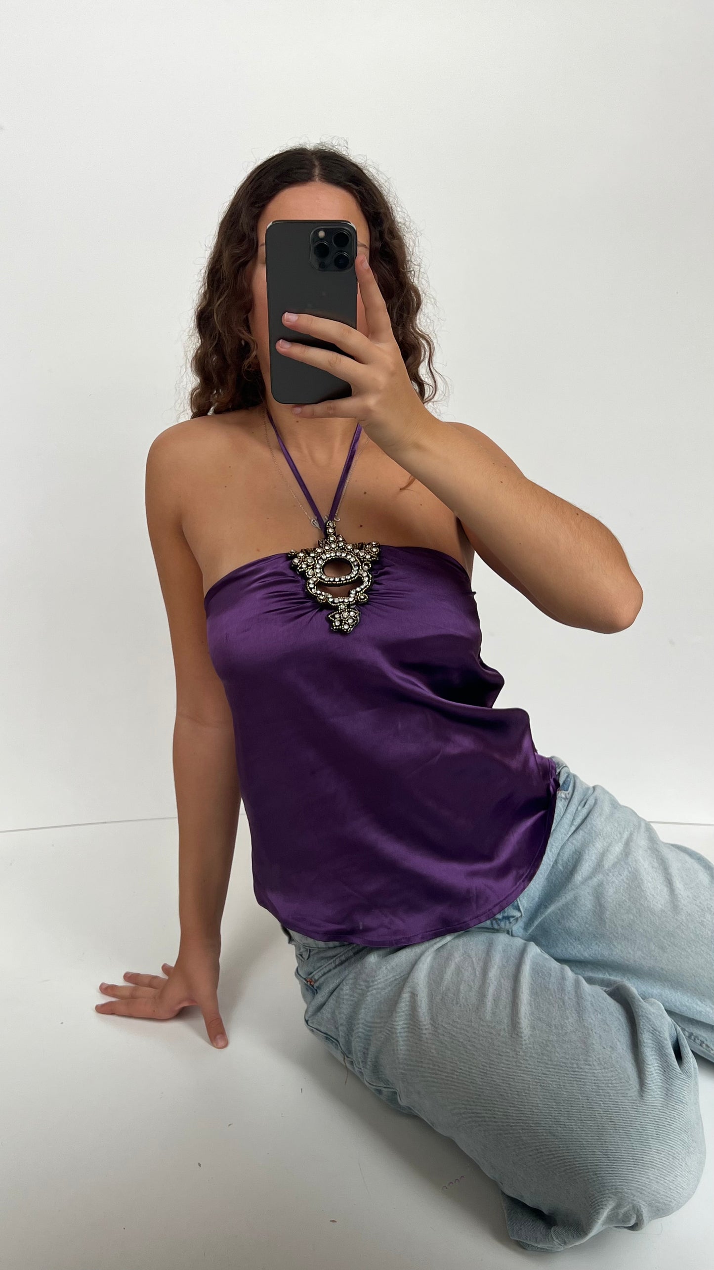 00s purple satin cami- size S