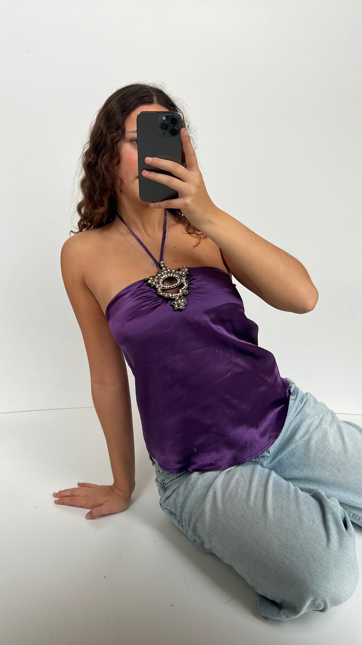 00s purple satin cami- size S