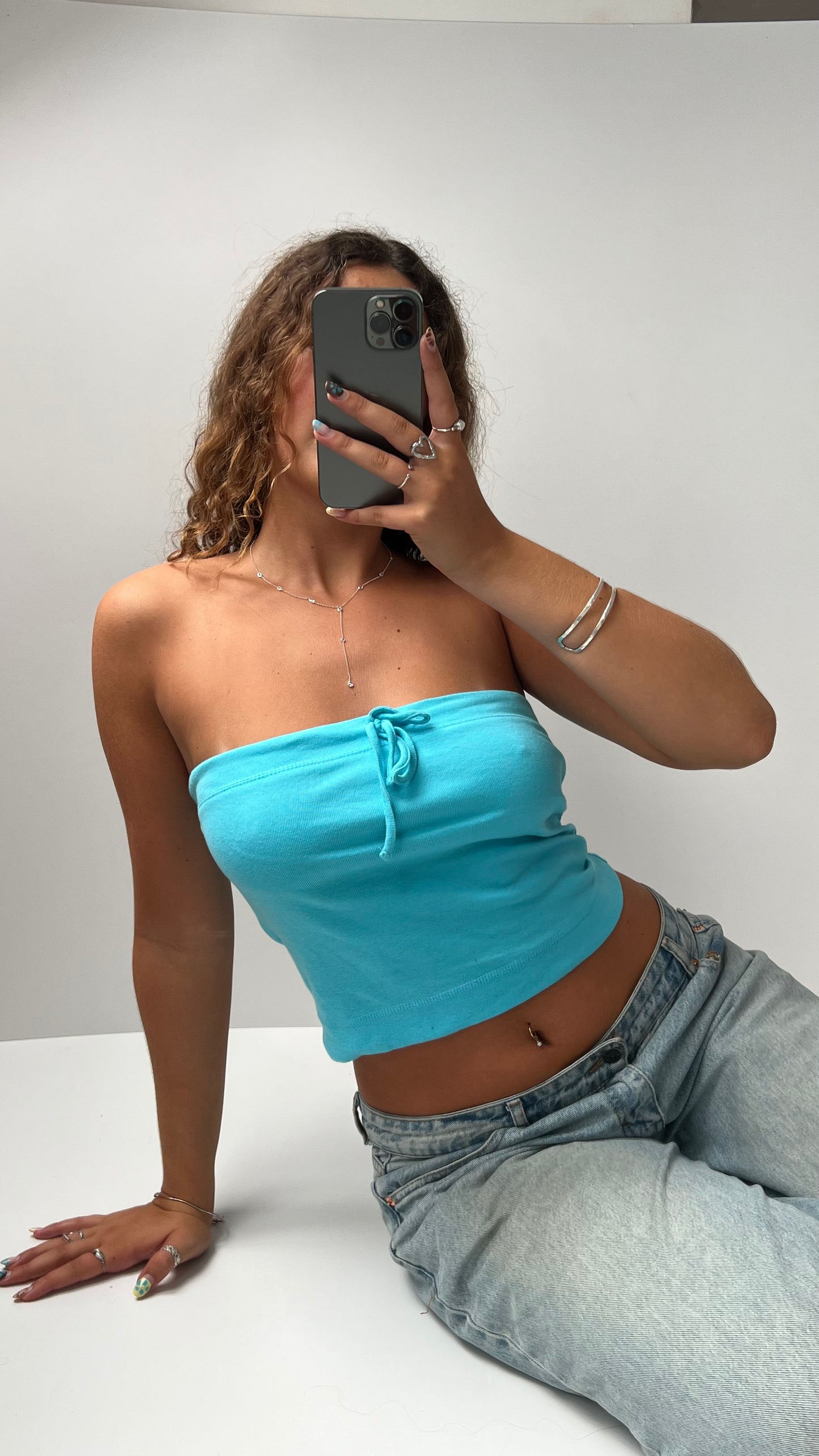 00s blue tube top- size M