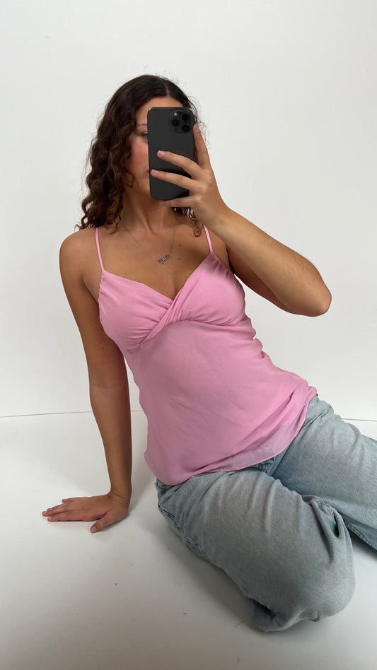 00s pink asymmetric cami- size M
