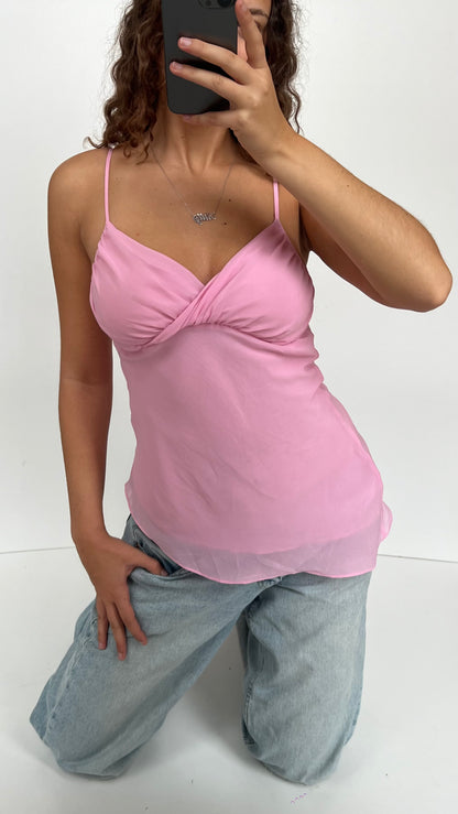 00s pink asymmetric cami- size M