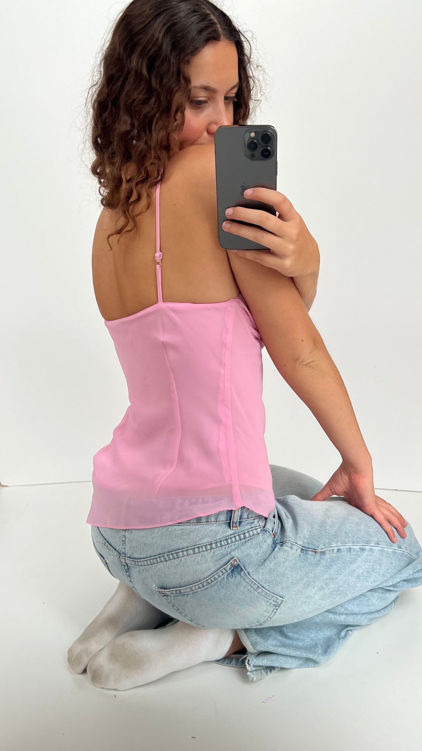 00s pink asymmetric cami- size M