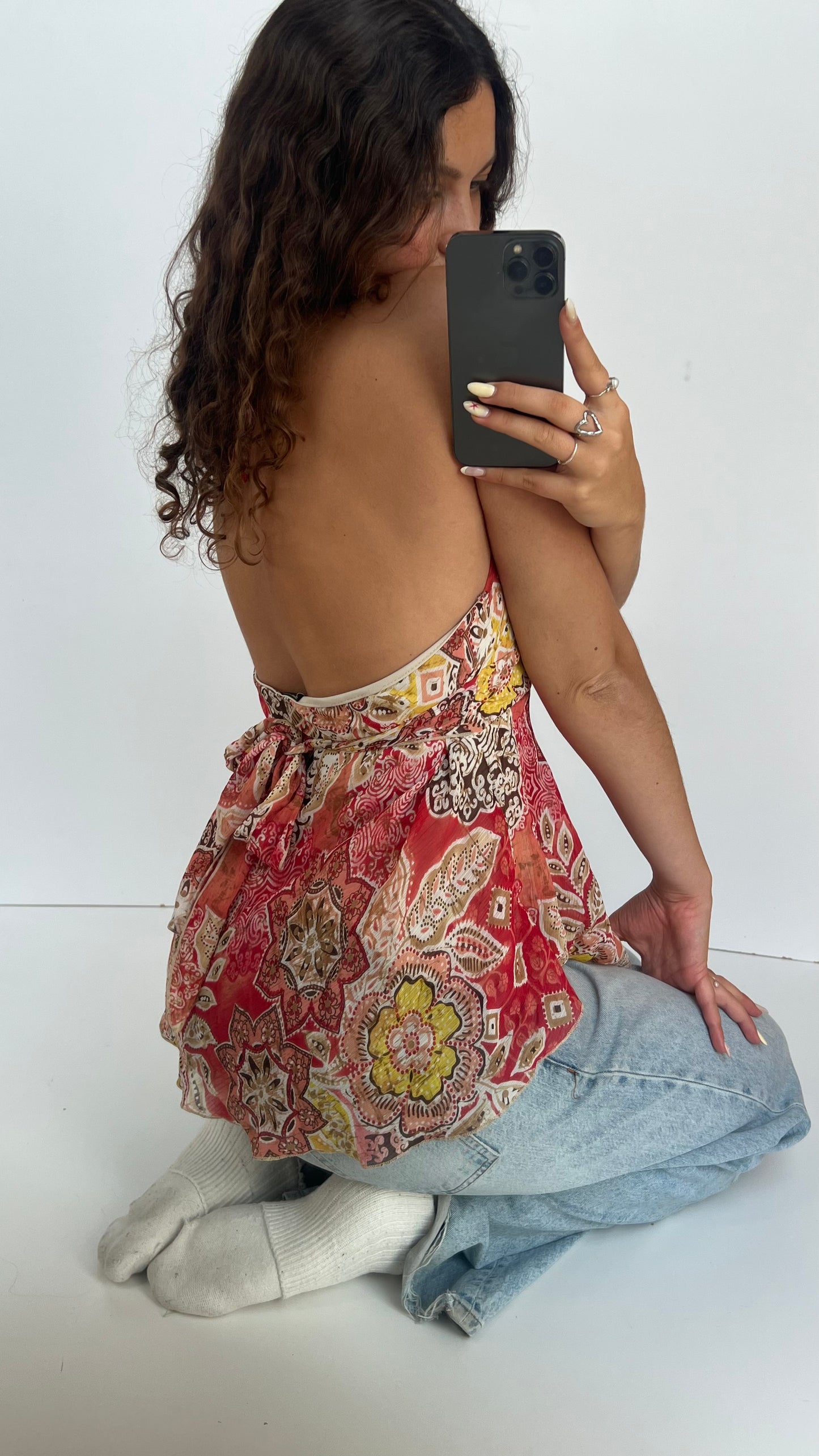 00s red yellow mesh cami- size L