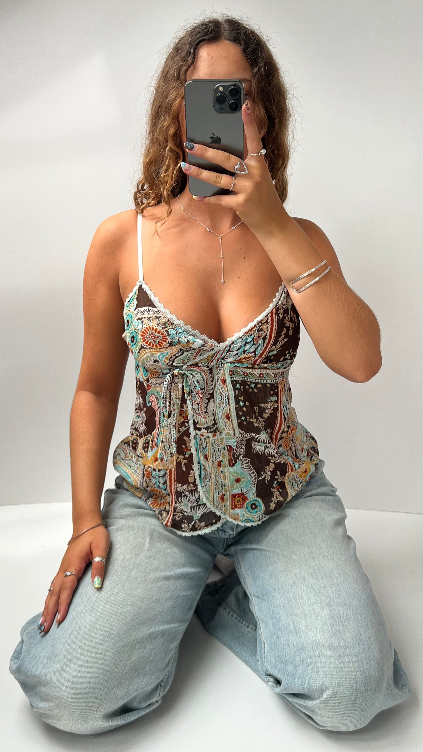 00s brown orange mesh cami- size S