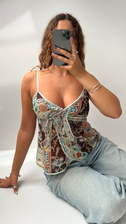 00s brown orange mesh cami- size S