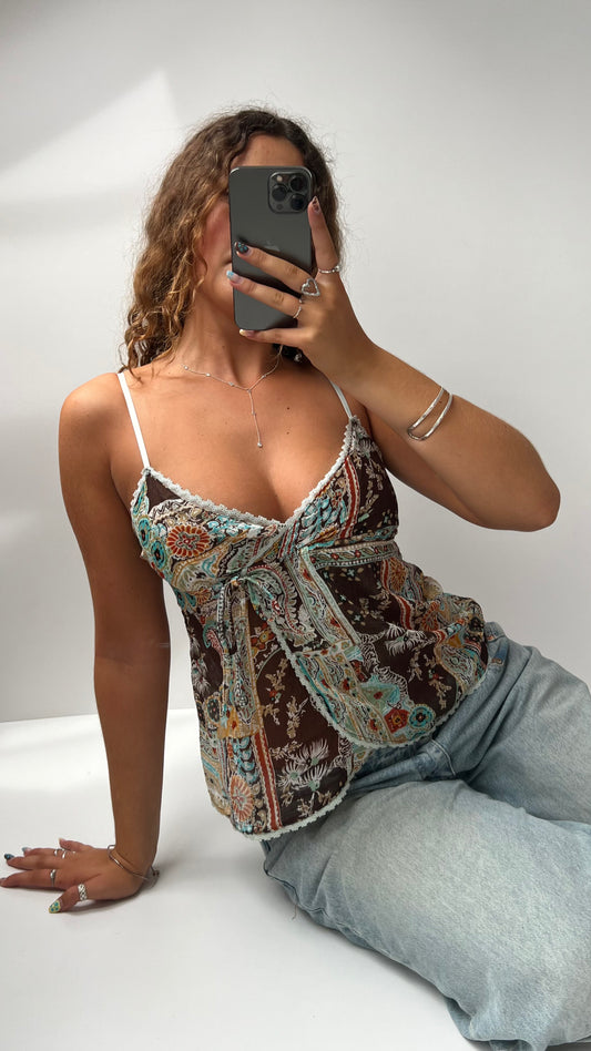 00s brown orange mesh cami- size S