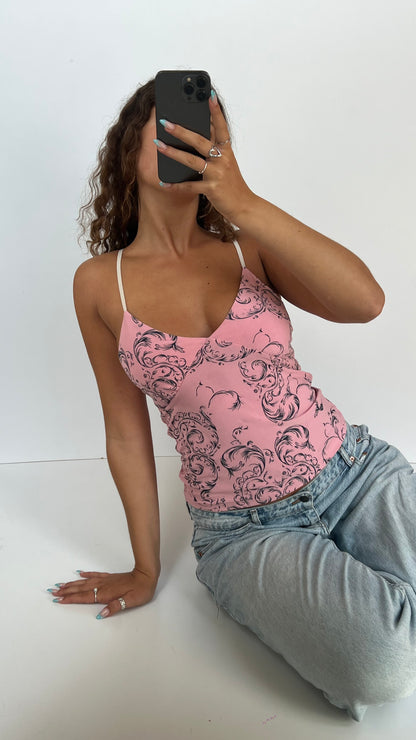 00s pink glitter cami- size L