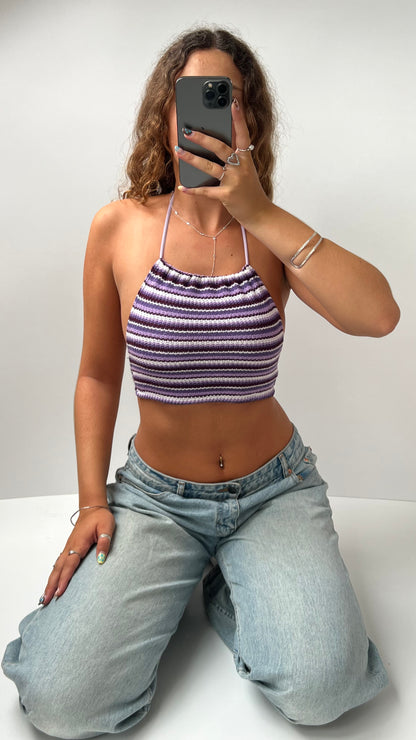 00s purple crochet cami- size XS
