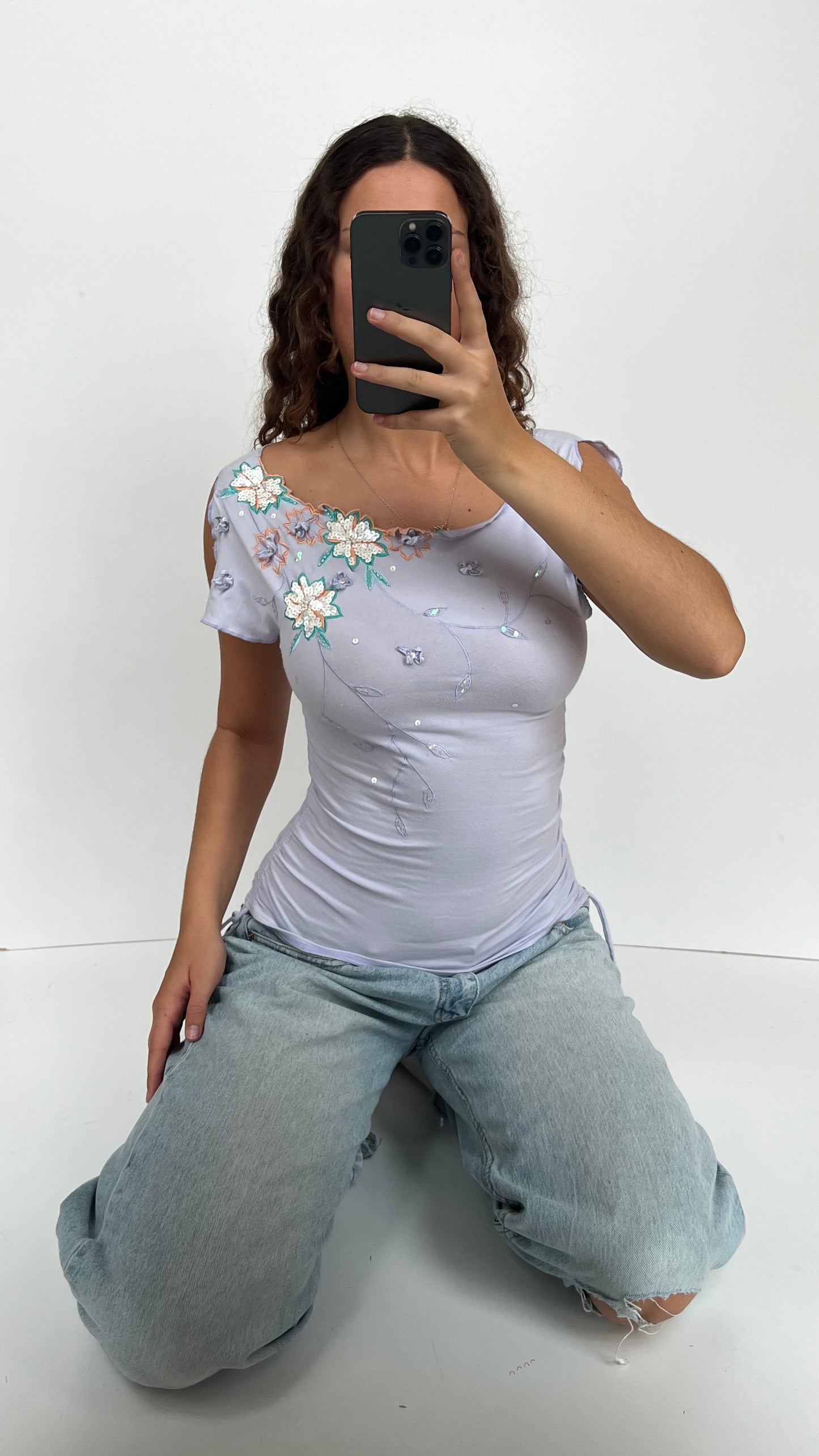 00s lilac sequin top- size S