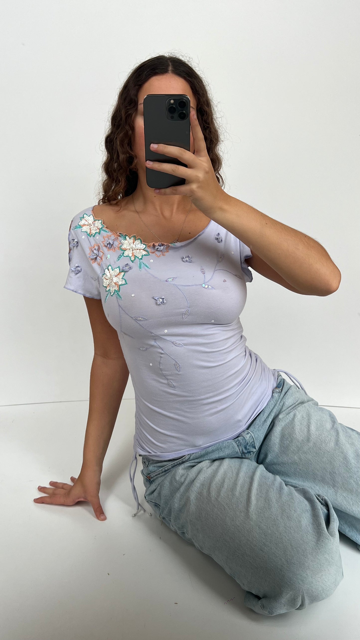 00s lilac sequin top- size S