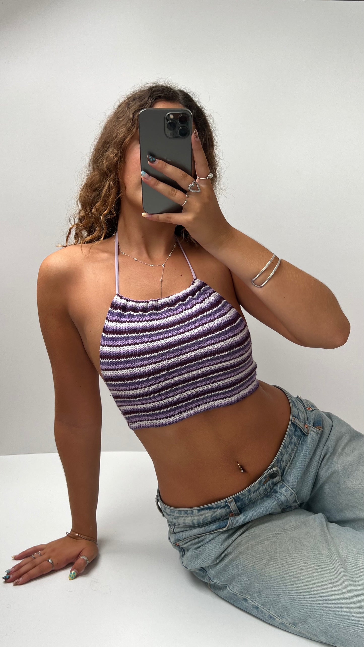 00s purple crochet cami- size XS