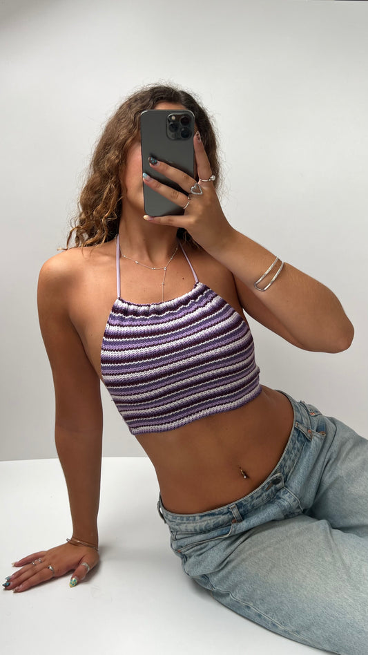 00s purple crochet cami- size XS