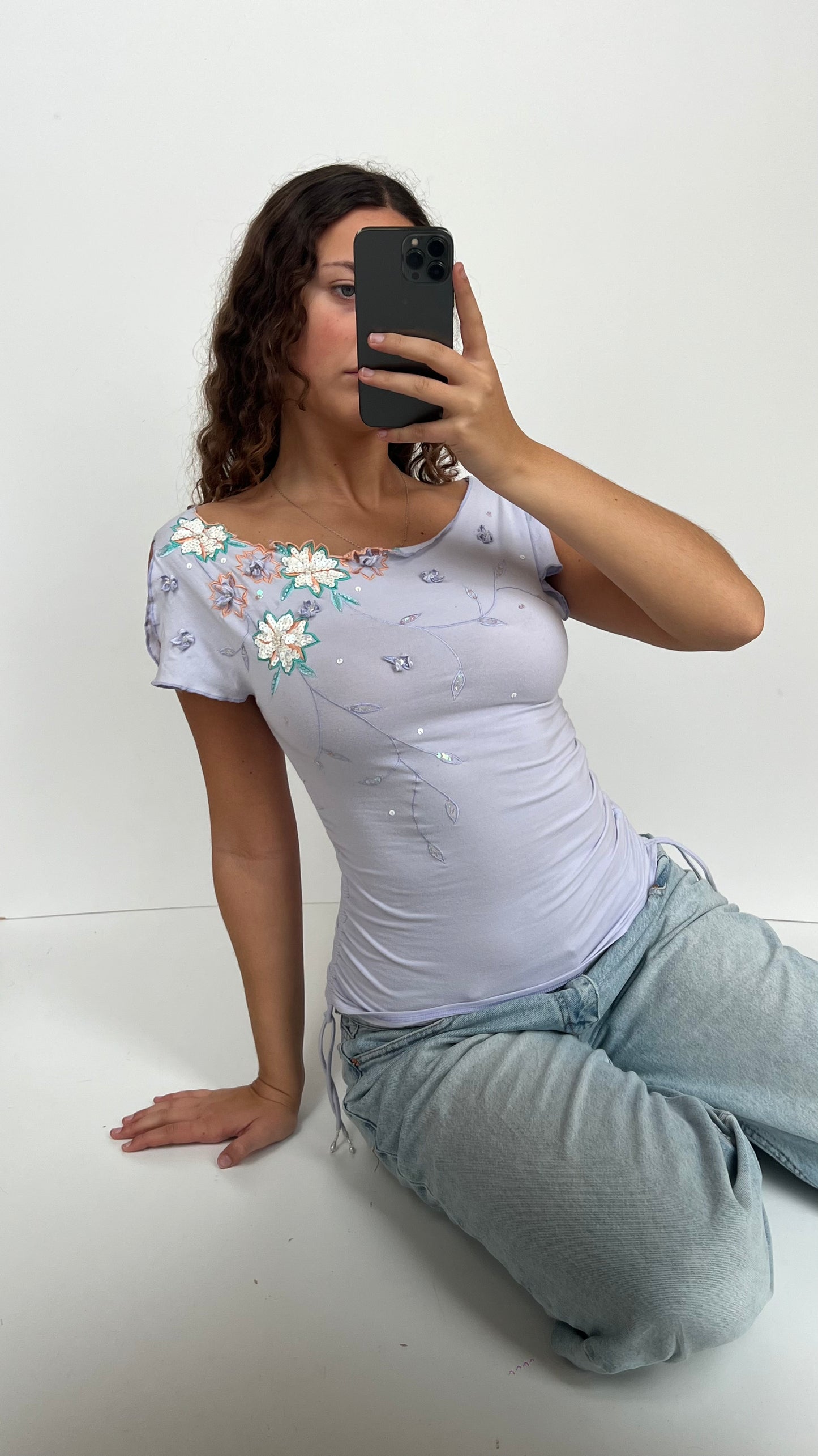 00s lilac sequin top- size S