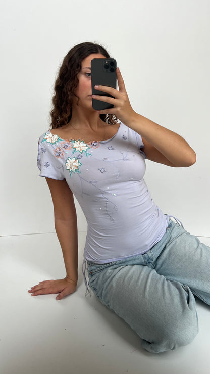 00s lilac sequin top- size S